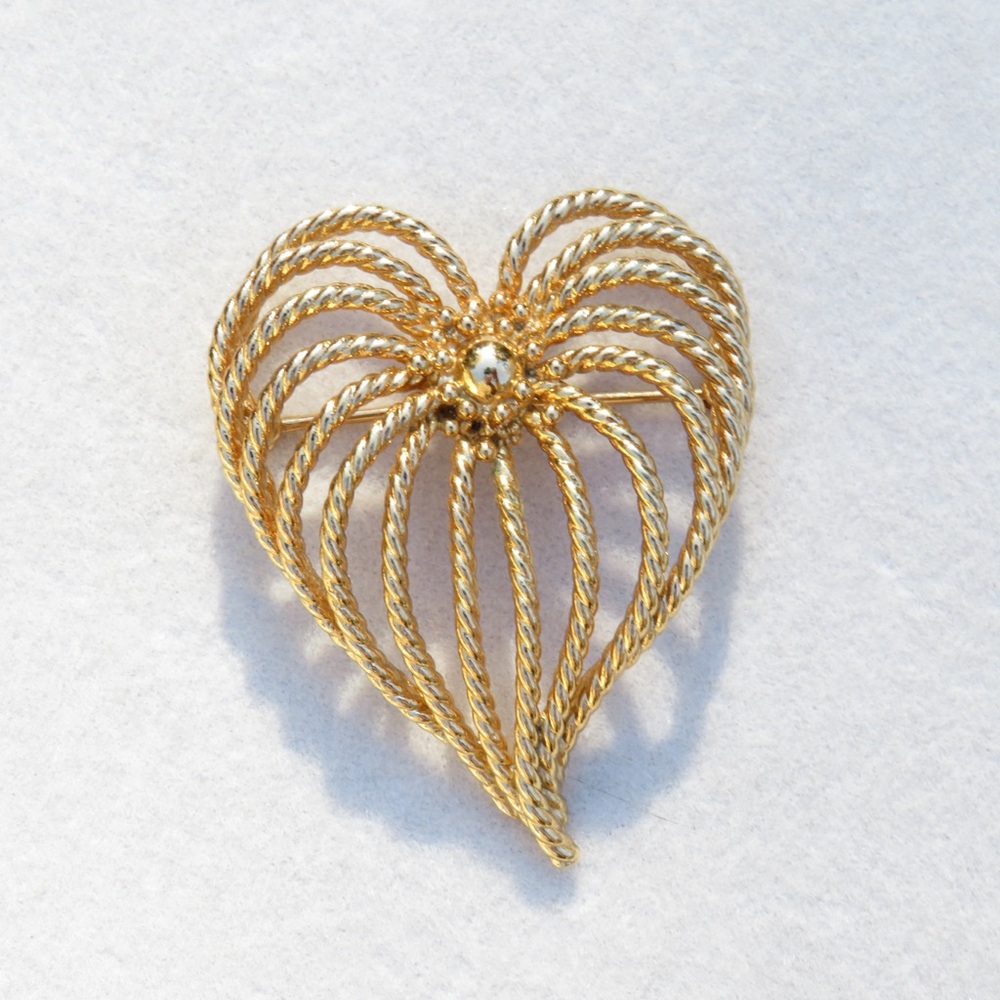 Sterling Silver Napier Gold Plated Heart Brooch 1 & 7/8” X 1 & 1/2”